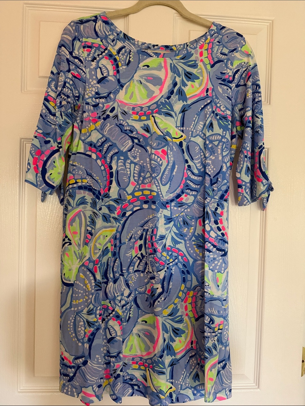 Lilly Pulitzer Preston Dress Blue Peri Pinch Pinch Lemons M